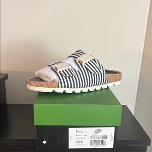 Kate Spade Sandals with blue and white Stripes
